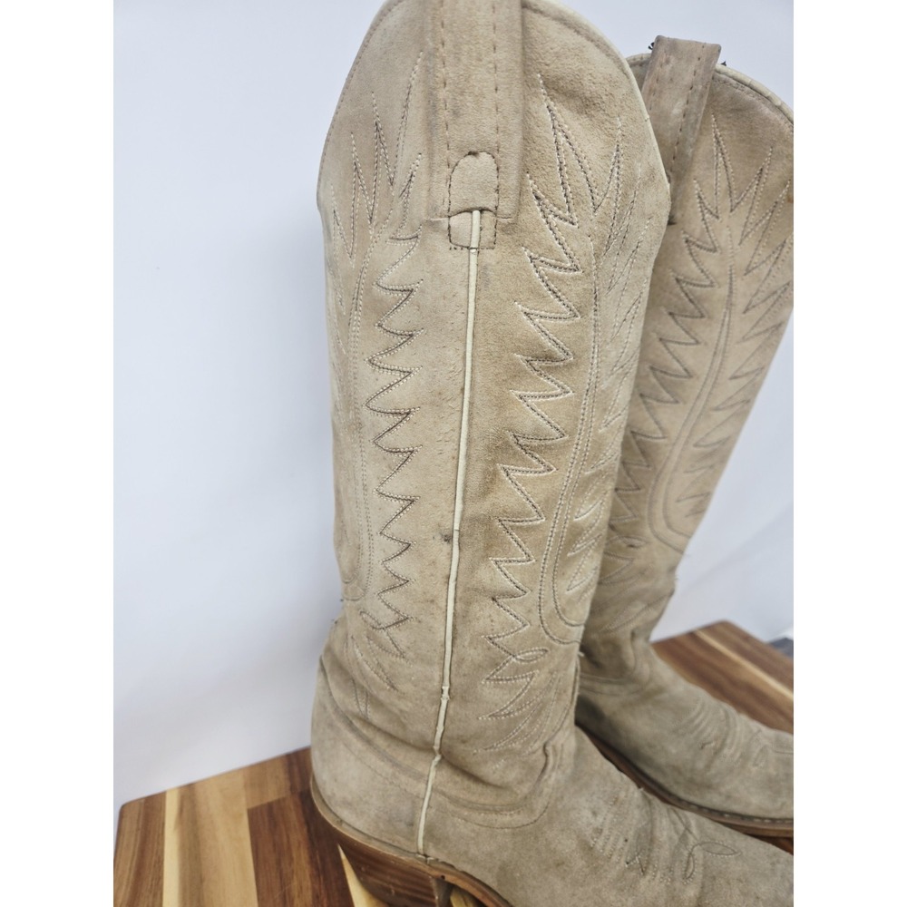 Acme Women Size‎ 5.5 O Tan Suede Leather Western Cowgirl Pull On Boots USA - Picture 2 of 11